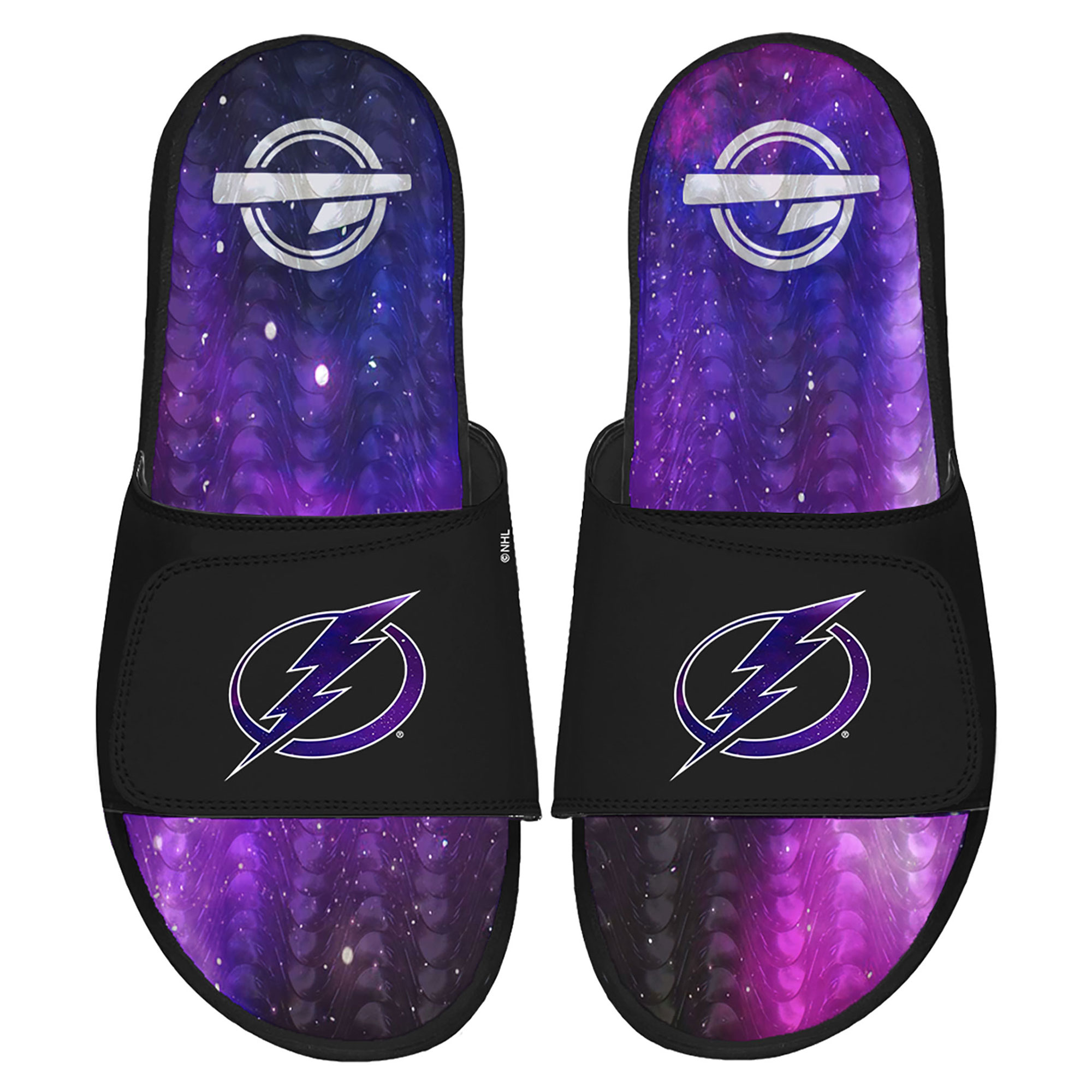 Men's ISlide Black Tampa Bay Lightning Galaxy Gel Slide Sandals